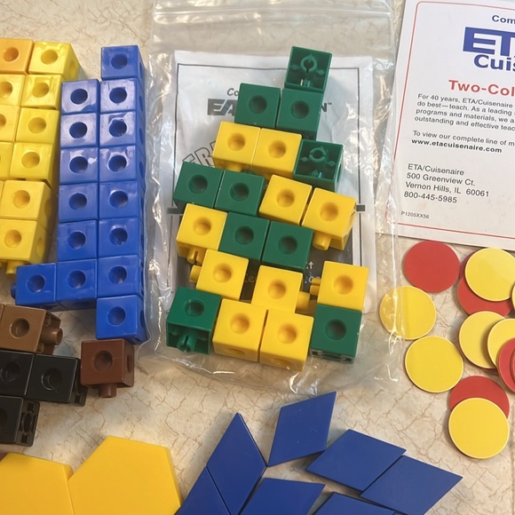 Cuisenaire Rods,TwoColor Counters, Geometric Shapes, Squares, Math Homeschooling - Picture 6 of 13